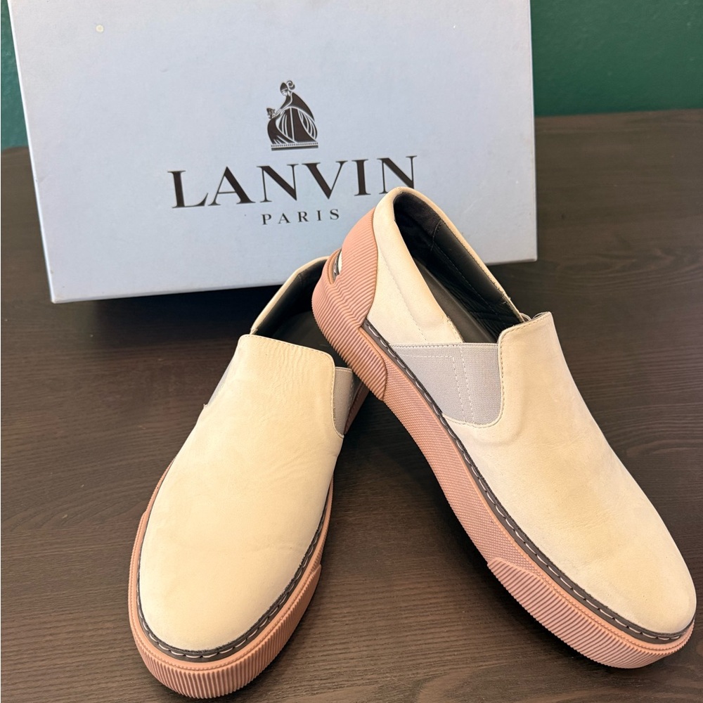 Lanvin Men's Beige Slip-On Loafers